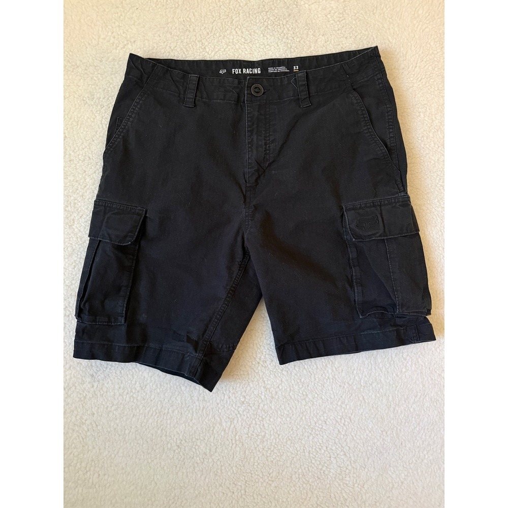 Fox Racing Cargo Shorts Mens 33 Black Canvas 8" Inseam Casual Summer Outdoor